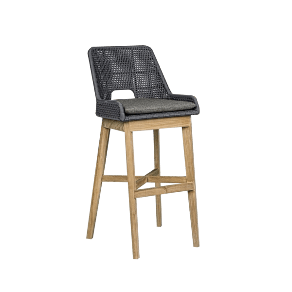 Tabouret haut Bizzotto Hesperia teck gris confort extérieur Seclin