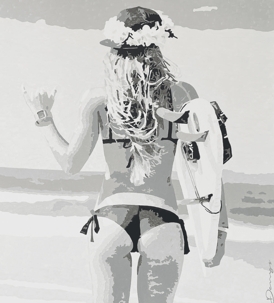 Tableau noir et blanc surfeuse Piscine et Spas